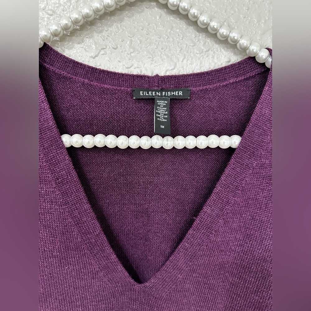 Eileen Fisher SWTPL Fine Merino Wool V-Neck Box-Top Sweater Sz 1X MSRP $268 - Picture 4 of 10